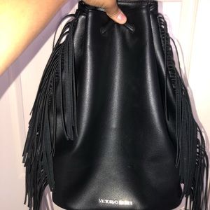 Black victoria’s secret fringed bag